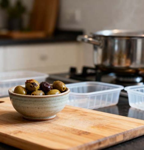 Bedorven olijven gegeten