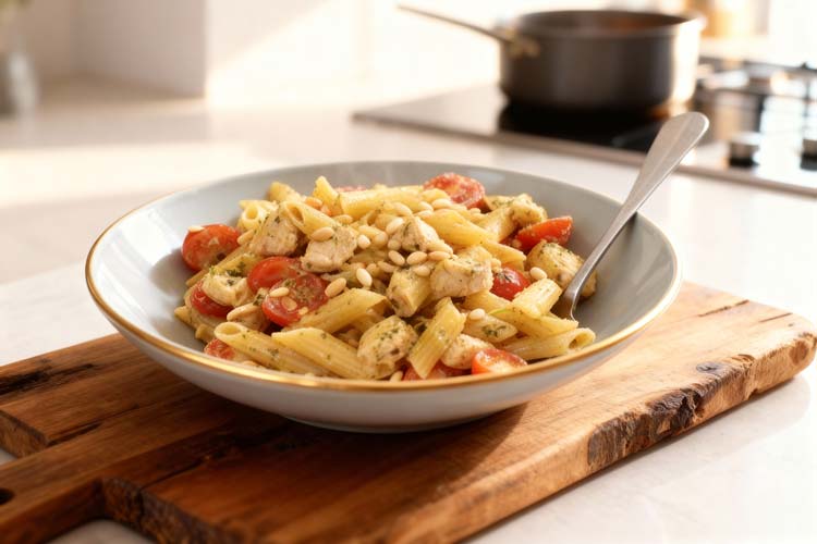 Pasta pesto met kip maken