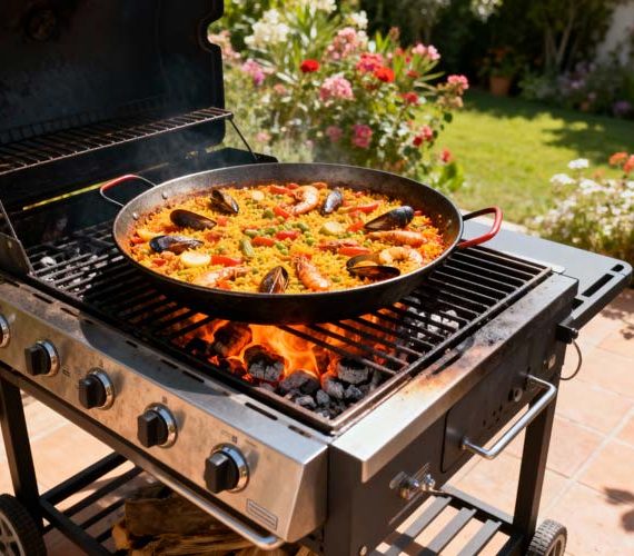 Paella van de BBQ