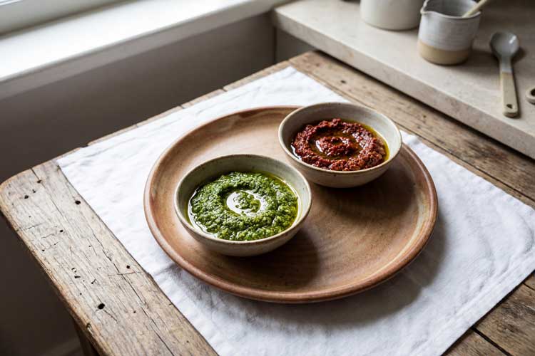 Pesto opwarmen