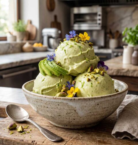 Avocado ijs maken in een ijsmachine