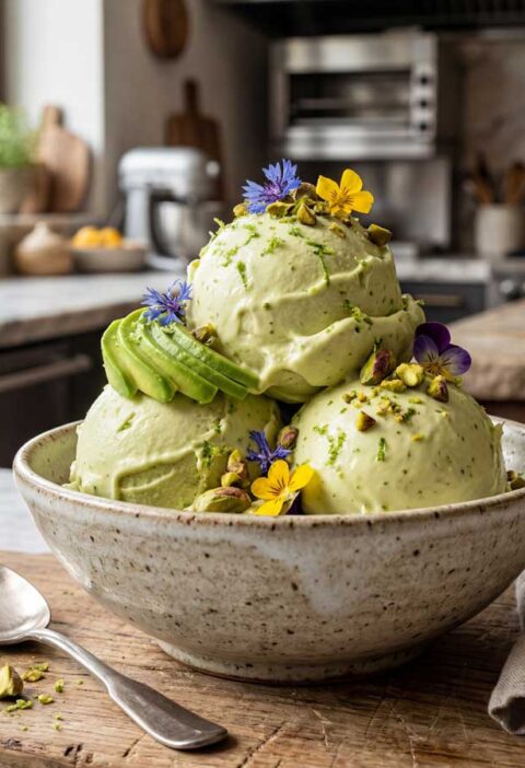 Avocado ijs maken in een ijsmachine