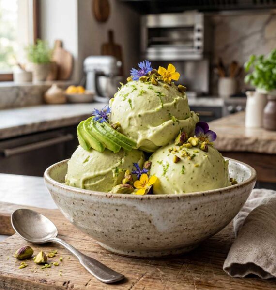 Avocado ijs maken in een ijsmachine