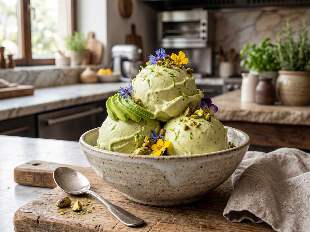 Avocado ijs maken in een ijsmachine