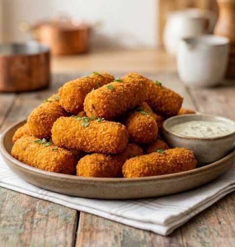 Aardappelkroketjes frituren in een friteuse