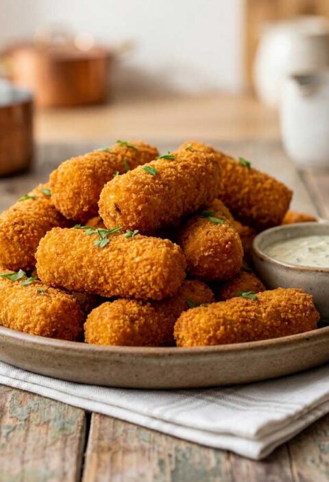 Aardappelkroketjes frituren in een friteuse