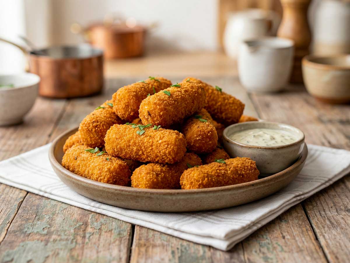 Aardappelkroketjes frituren in een friteuse
