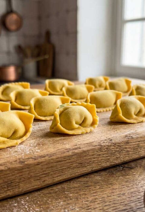 Agnolotti koken in water met 40 gram zout