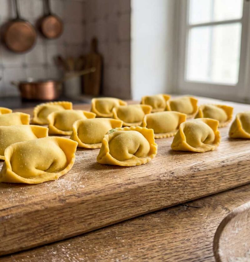 Agnolotti koken in water met 40 gram zout