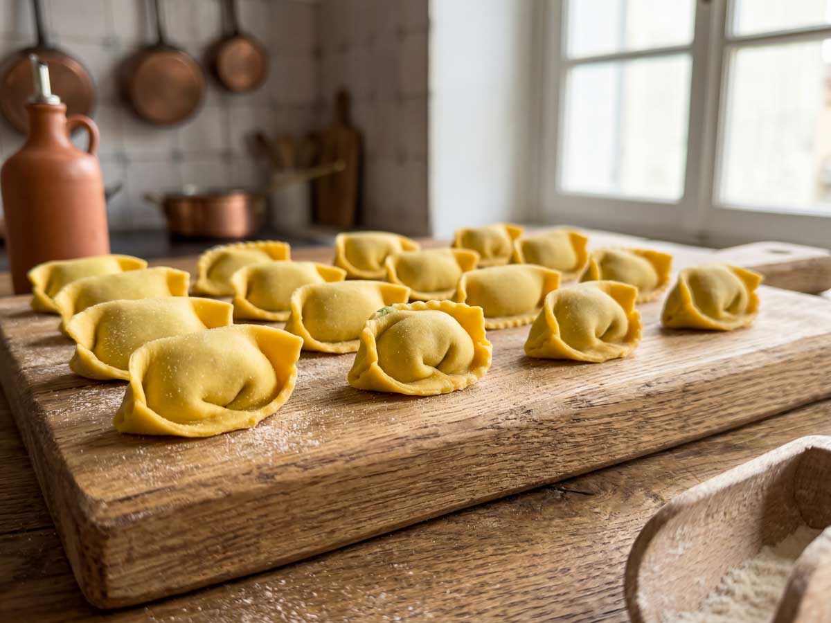 Agnolotti koken in water met 40 gram zout