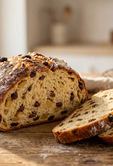 Appel-rozijnenbrood maken in een oven