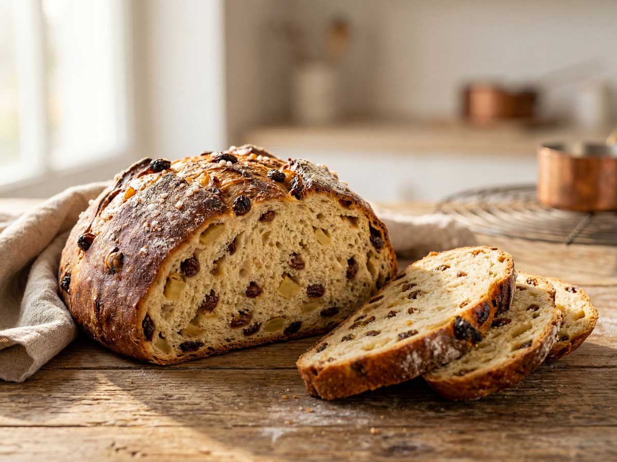Appel-rozijnenbrood maken in een oven