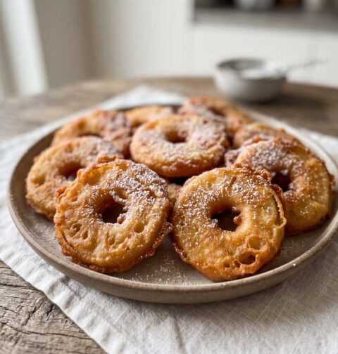 Appelbeignets maken in een friteuse