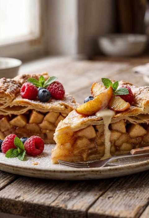 Appeltaart opwarmen in een voorverwarmde oven op 160 graden