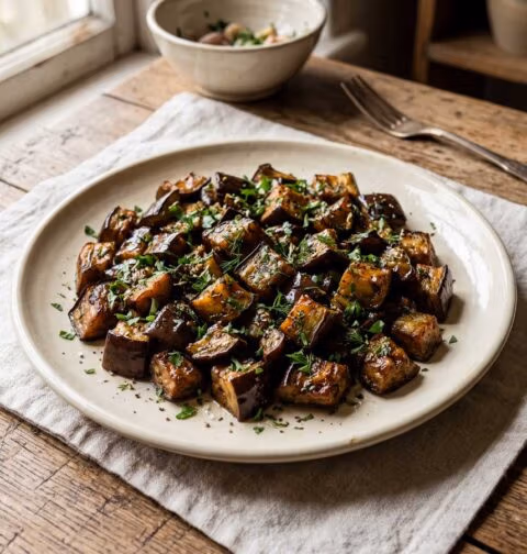 Aubergine koken in een pan met ruim water