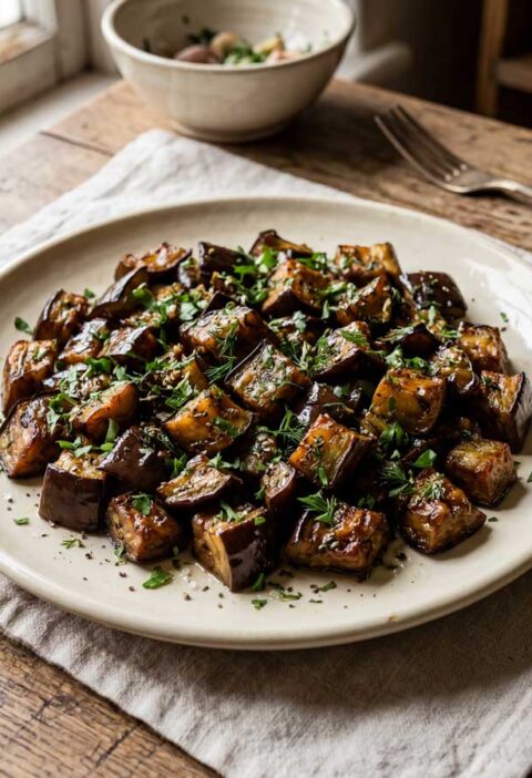 Aubergine koken in een pan met ruim water