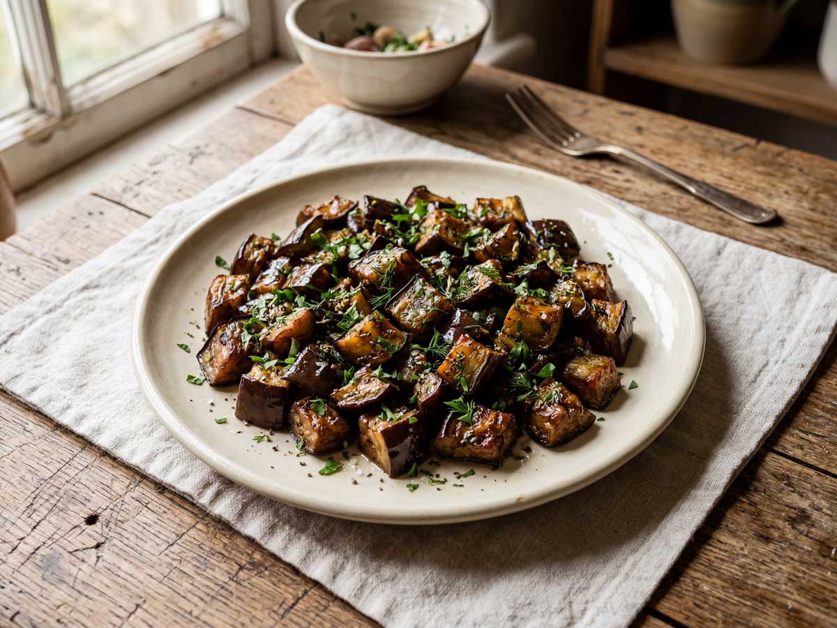 Aubergine koken in een pan met ruim water