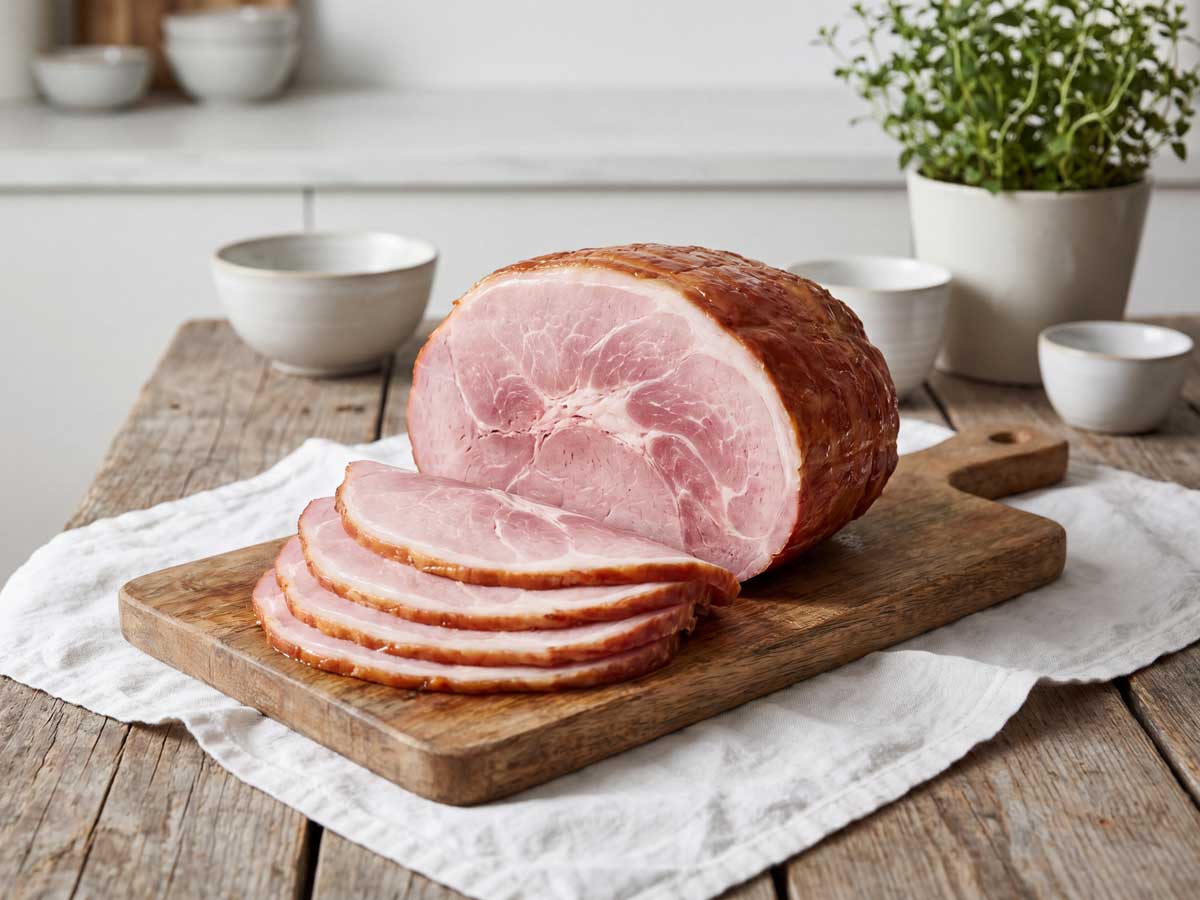 Beenham bakken in een gietijzeren braadpan