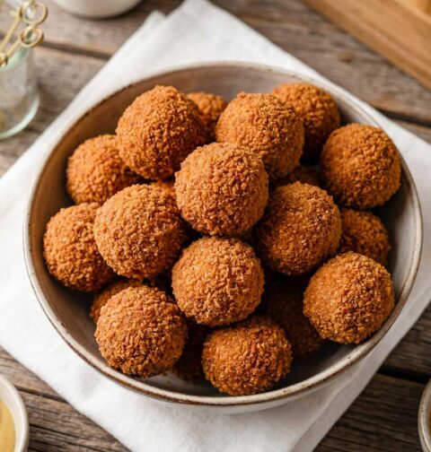 Bitterballen frituren in een friteuse