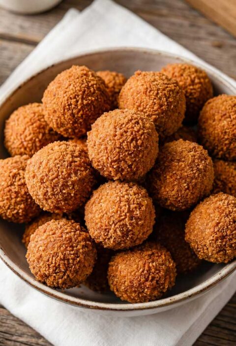 Bitterballen frituren in een friteuse