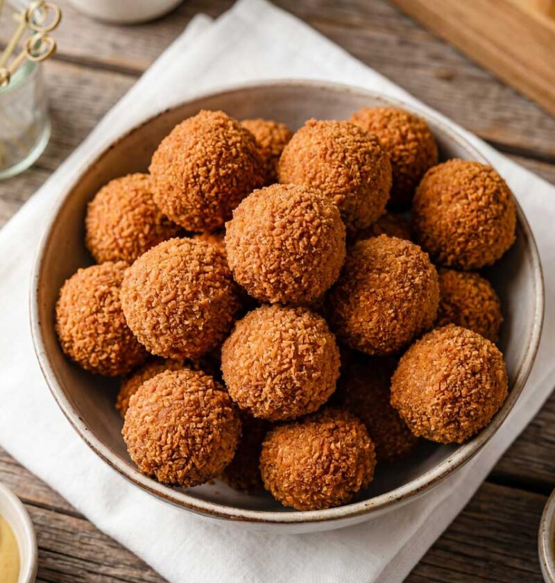 Bitterballen frituren in een friteuse