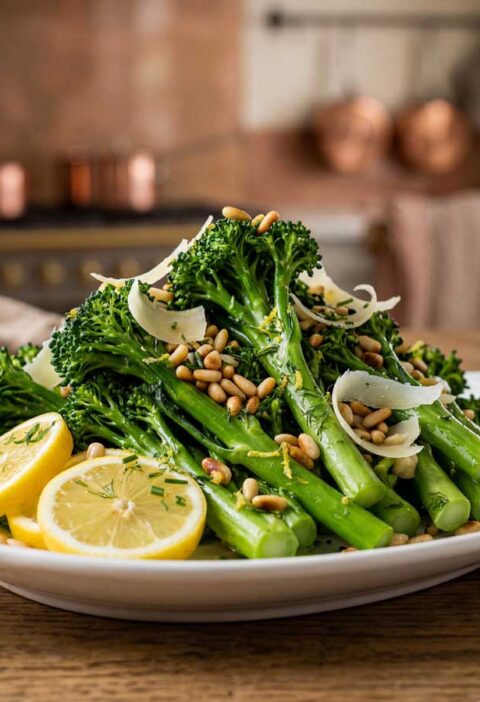 Broccolini koken in een ruime pan