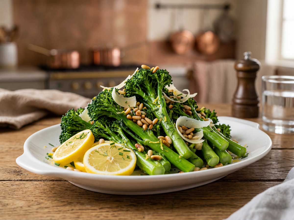 Broccolini koken in een ruime pan
