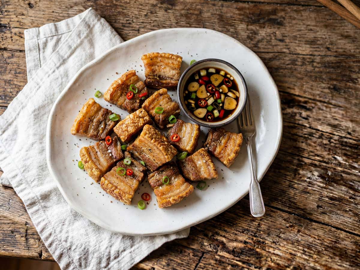 Buikspek bakken in een koekenpan