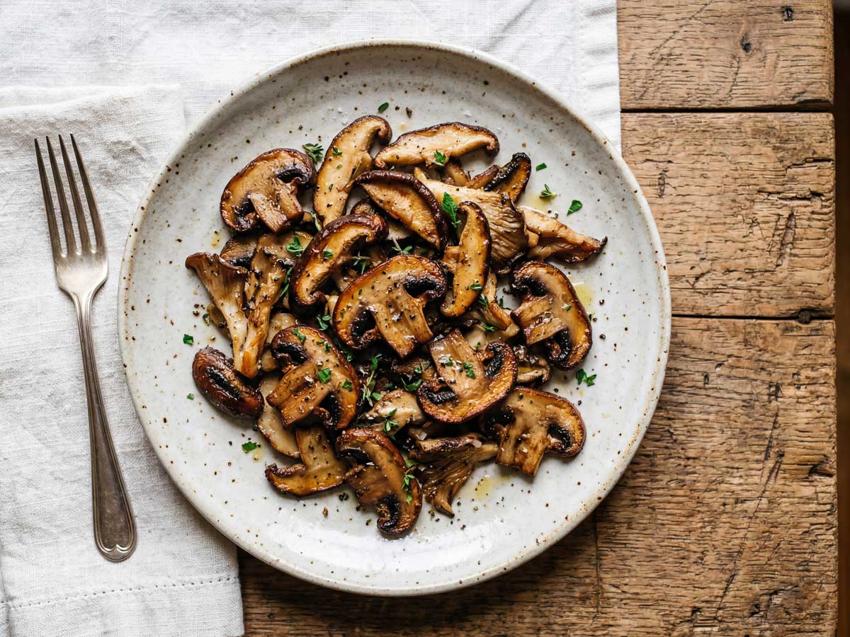 Champignons bakken in een koekenpan