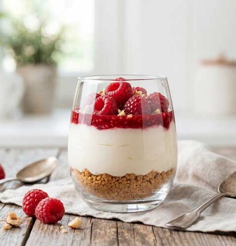 Cheesecake in een glas met framboos maken