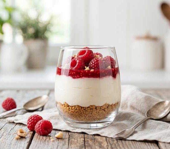 Cheesecake in een glas met framboos maken