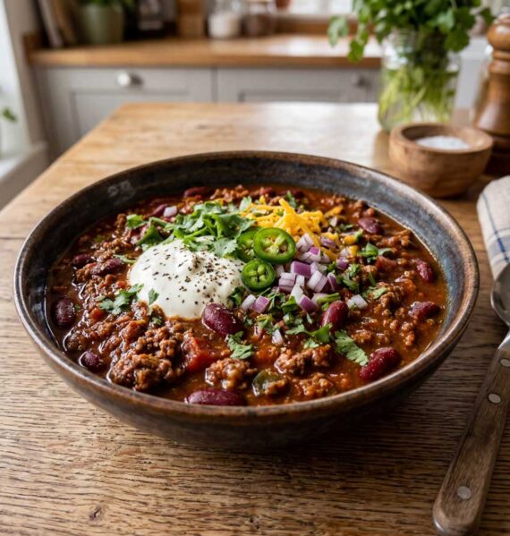 Chili con carne opwarmen in een koekenpan