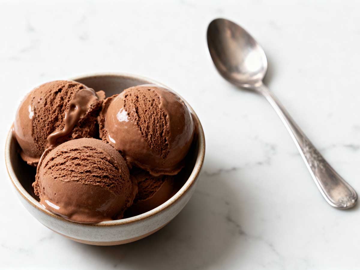 Chocolade roomijs maken in een ijsmachine