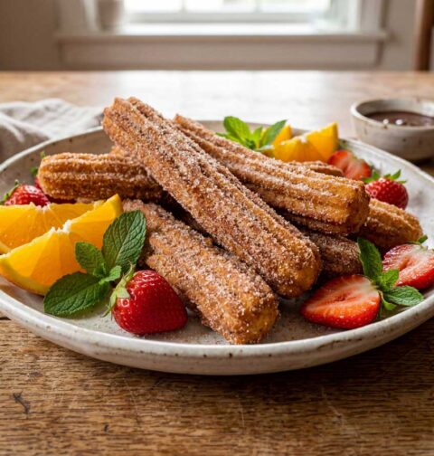 Churros maken in een friteuse op 180 graden
