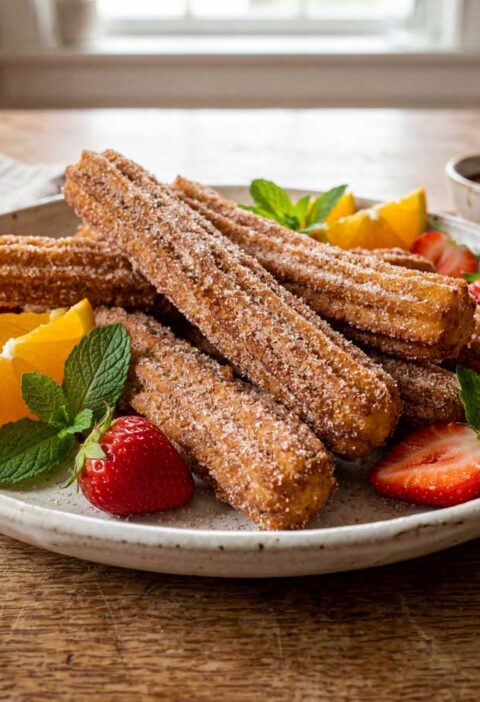 Churros maken in een friteuse op 180 graden