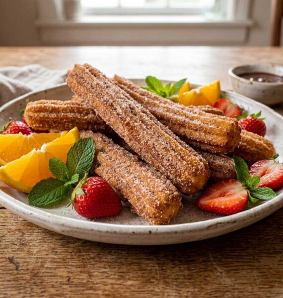 Churros maken in een friteuse op 180 graden