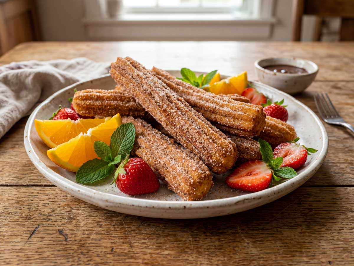 Churros maken in een friteuse op 180 graden
