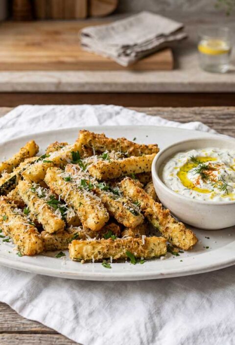 Courgette friet maken in een oven op 220 graden