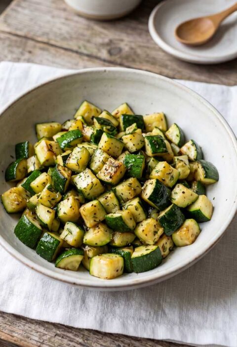 Courgette koken in een gewone pan
