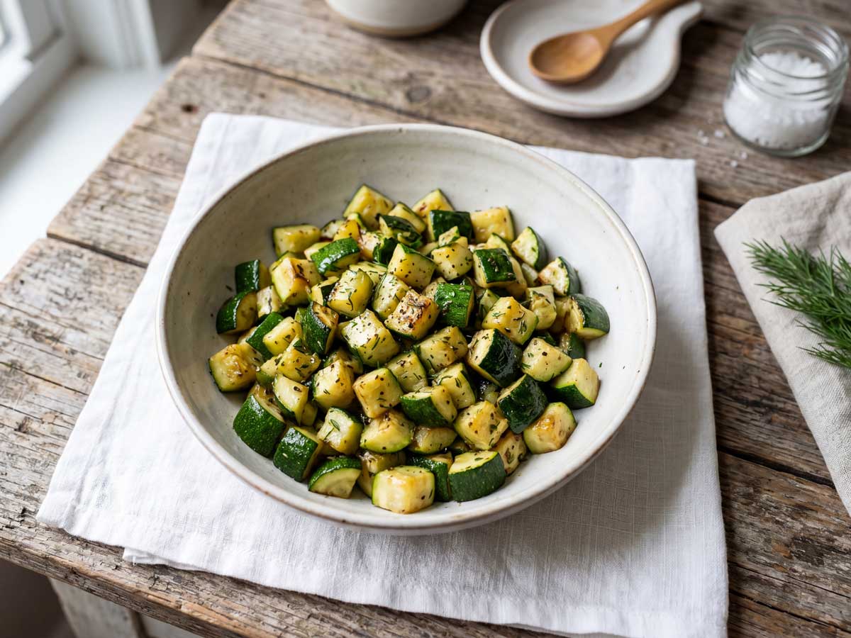 Courgette koken in een gewone pan