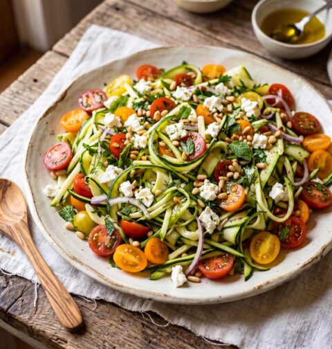 Courgettesalade met tomaatjes en feta maken