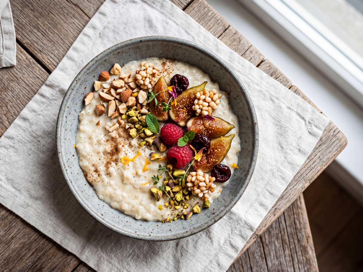 Dessertrijst koken met melk in een gewone pan