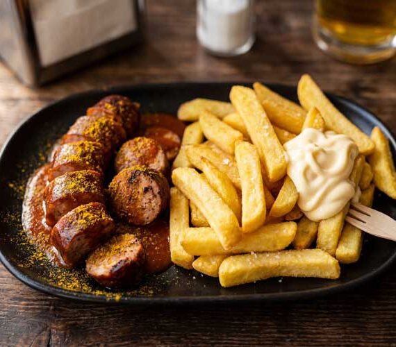 Duitse curryworst bakken