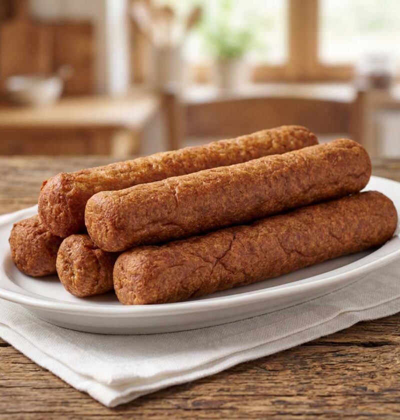 Frikandellen frituren in een friteuse