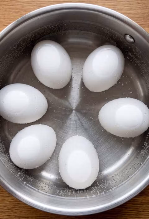 Gekookt ei opwarmen in warm water