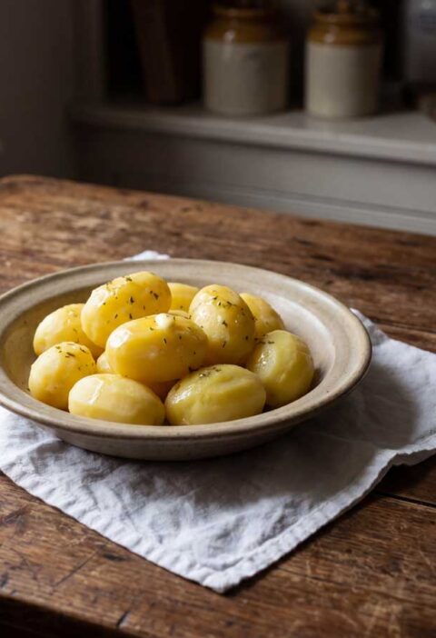 Gekookte aardappelen opwarmen in een gewone pan