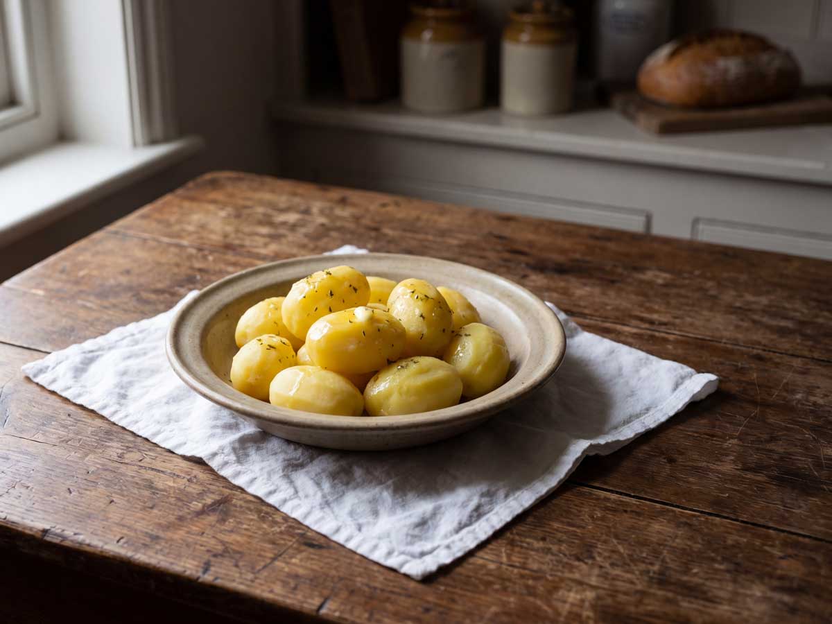 Gekookte aardappelen opwarmen in een gewone pan