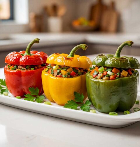 Gevulde paprika opwarmen in een hapjespan