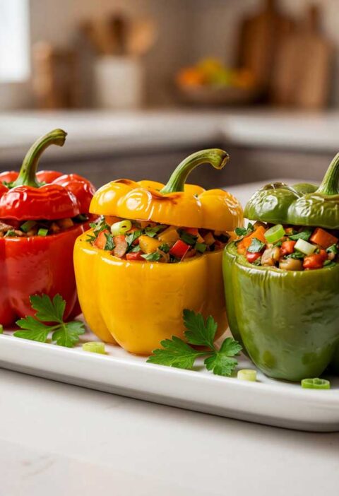 Gevulde paprika opwarmen in een hapjespan