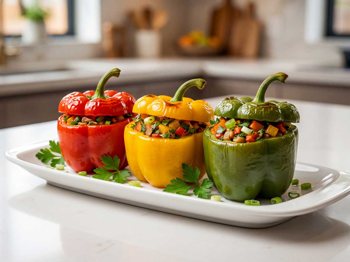 Gevulde paprika opwarmen in een hapjespan